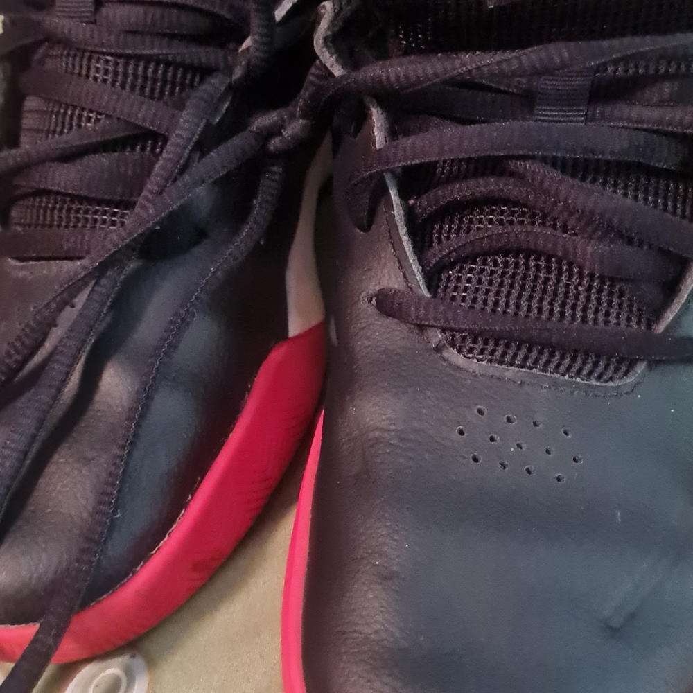 Gently used Adidas basketball running shoes,4,black and red